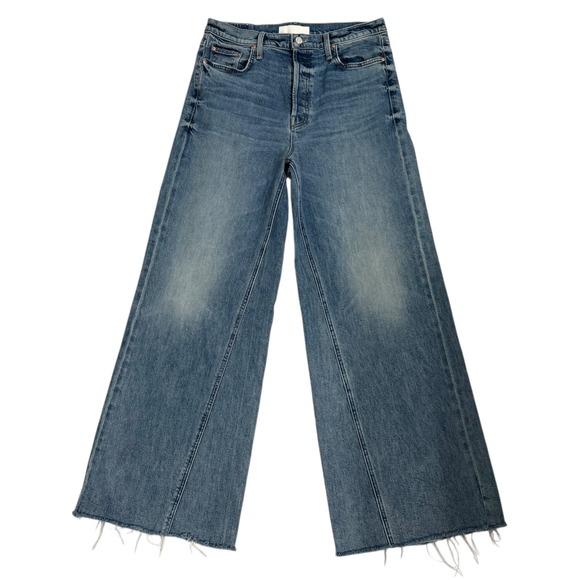 MOTHER Superior Jeans Size 32 Wide Leg The Enchanter Heel Raw Hem Button Fly